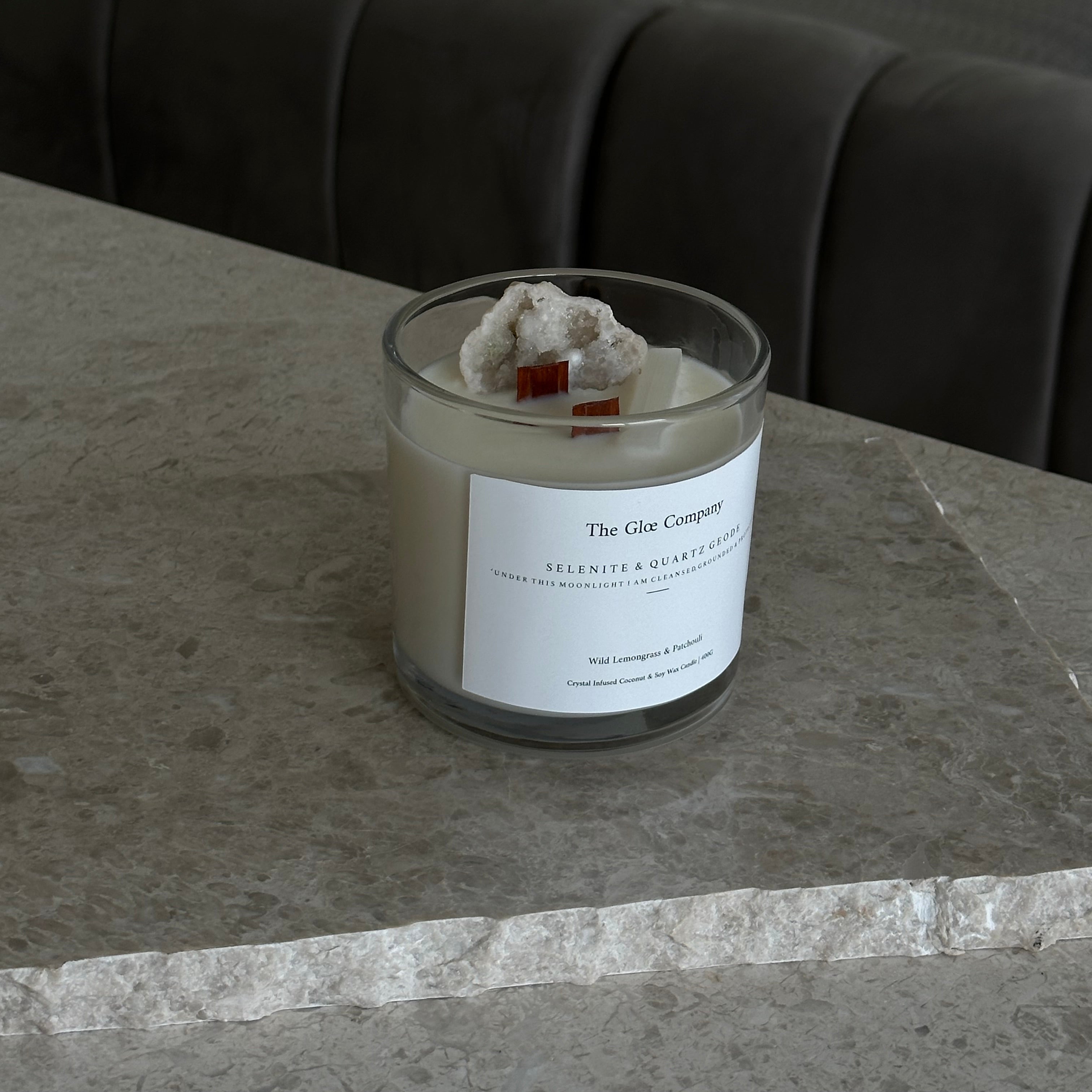 Lemongrass & Patchouli - 400g (Crystal-Infused Candle)