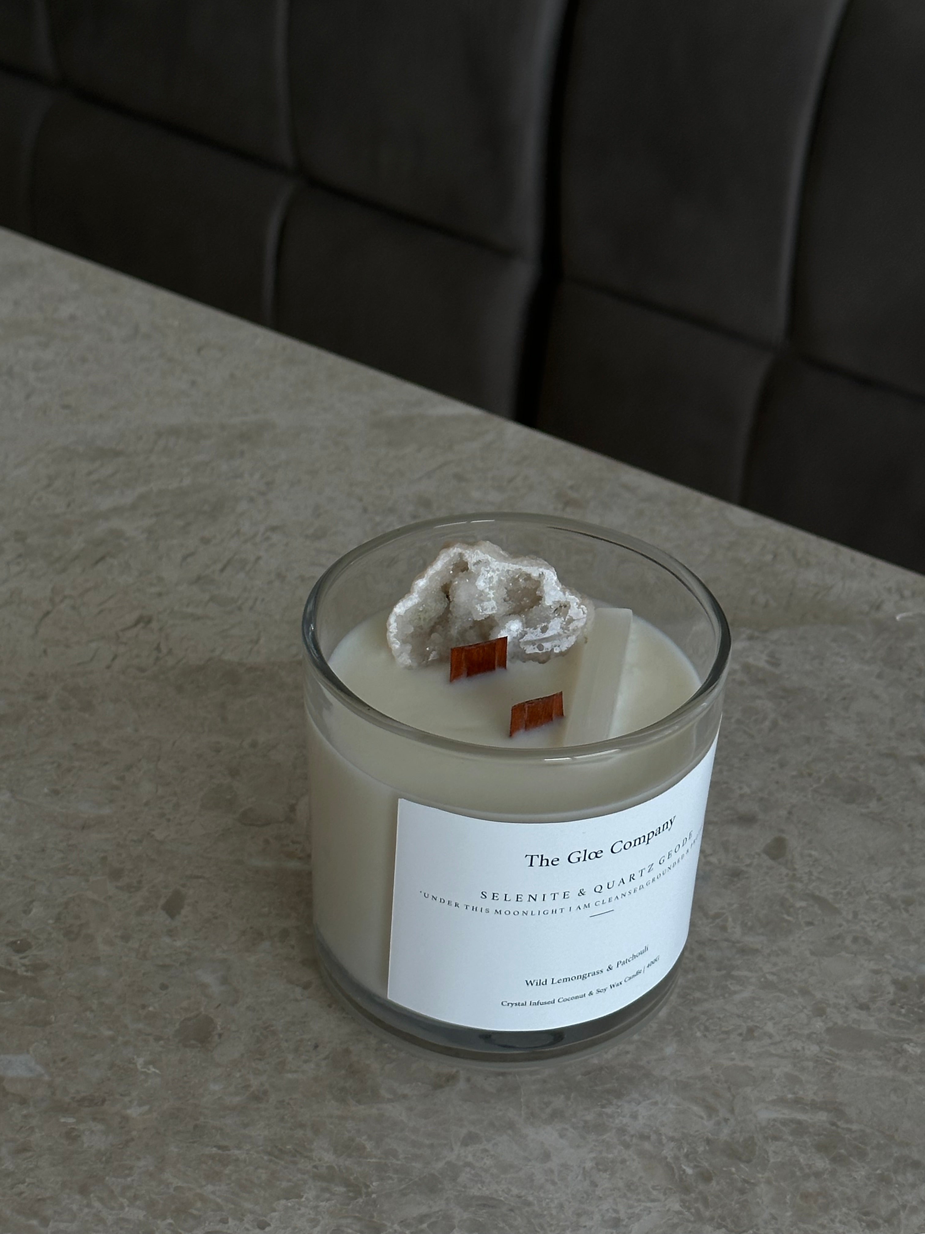 Lemongrass & Patchouli - 400g (Crystal-Infused Candle)
